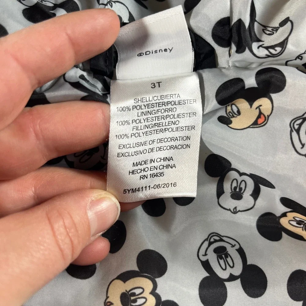 Kids Disney Mickey Mouse Puffer Vest Hooded Ears Sparkle Gray‎ Size 3T